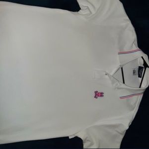 White blue and pink psycho bunny polo